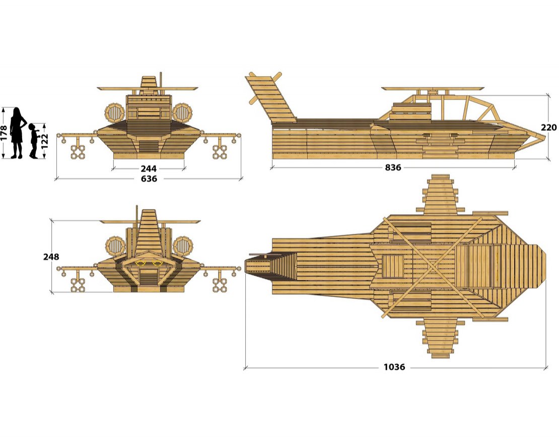 Игровой комплекс TORUDA WOOD Вертолет Военный - вид 4
