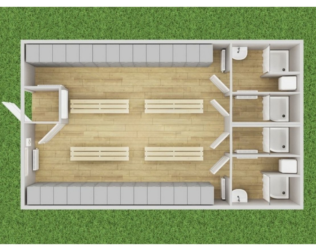 Раздевалка с душевыми кабинами (Для подключения к воде и канализации) - вид 2